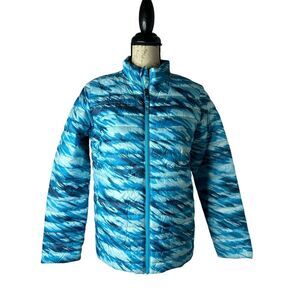 Lands' End Kids Blue Patterned Puffer Jacket